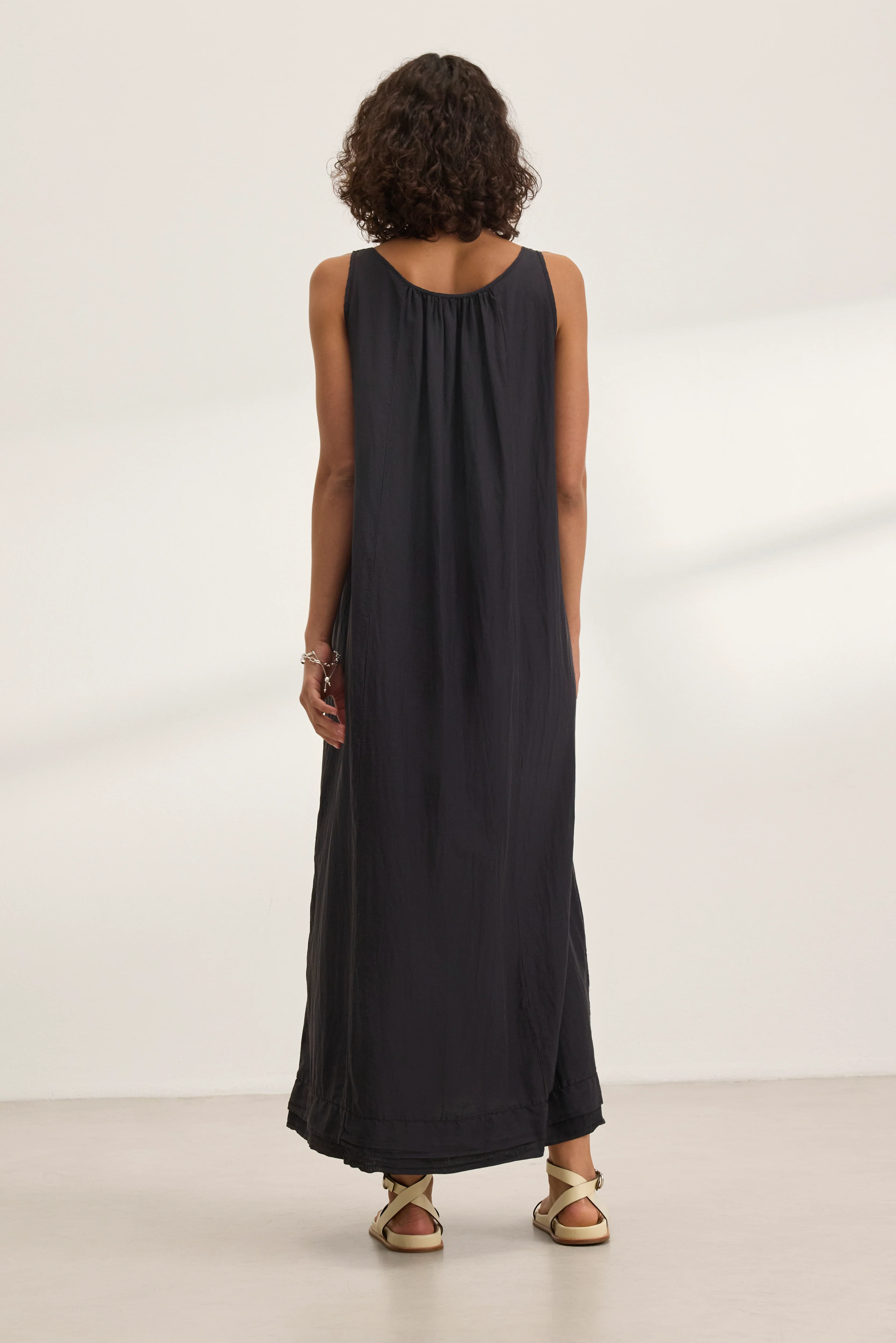BAYOU SILK COTTON VOILE DRESS IN BLACK - Image 4