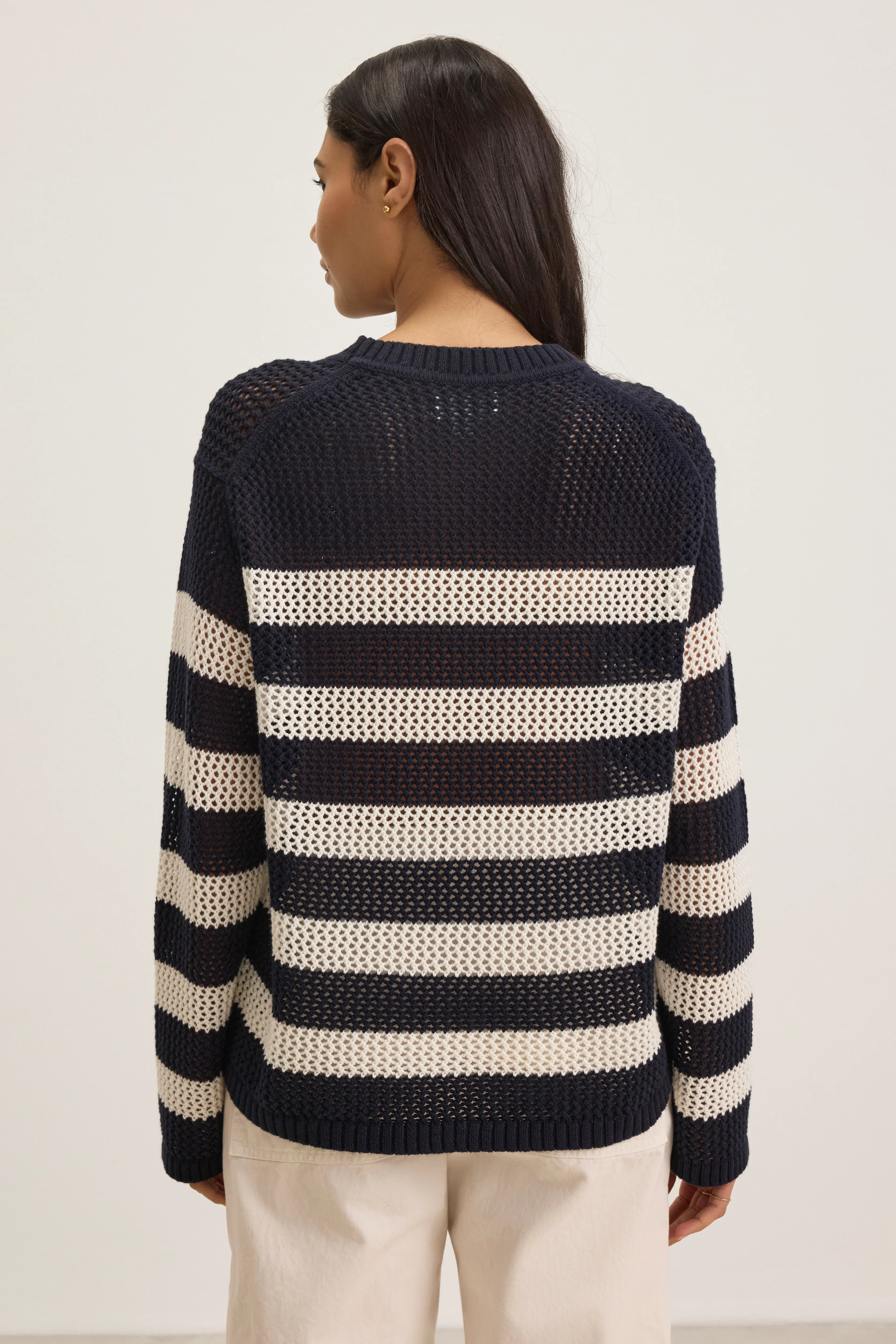 KANAN COTTON CASHMERE MESH SWEATER IN NAVY - Image 3