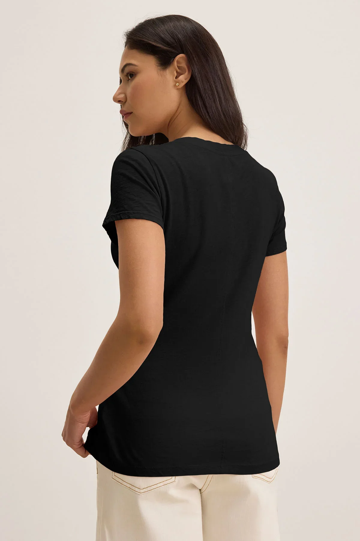 LILITH COTTON SLUB T-SHIRT IN BLACK - Image 3