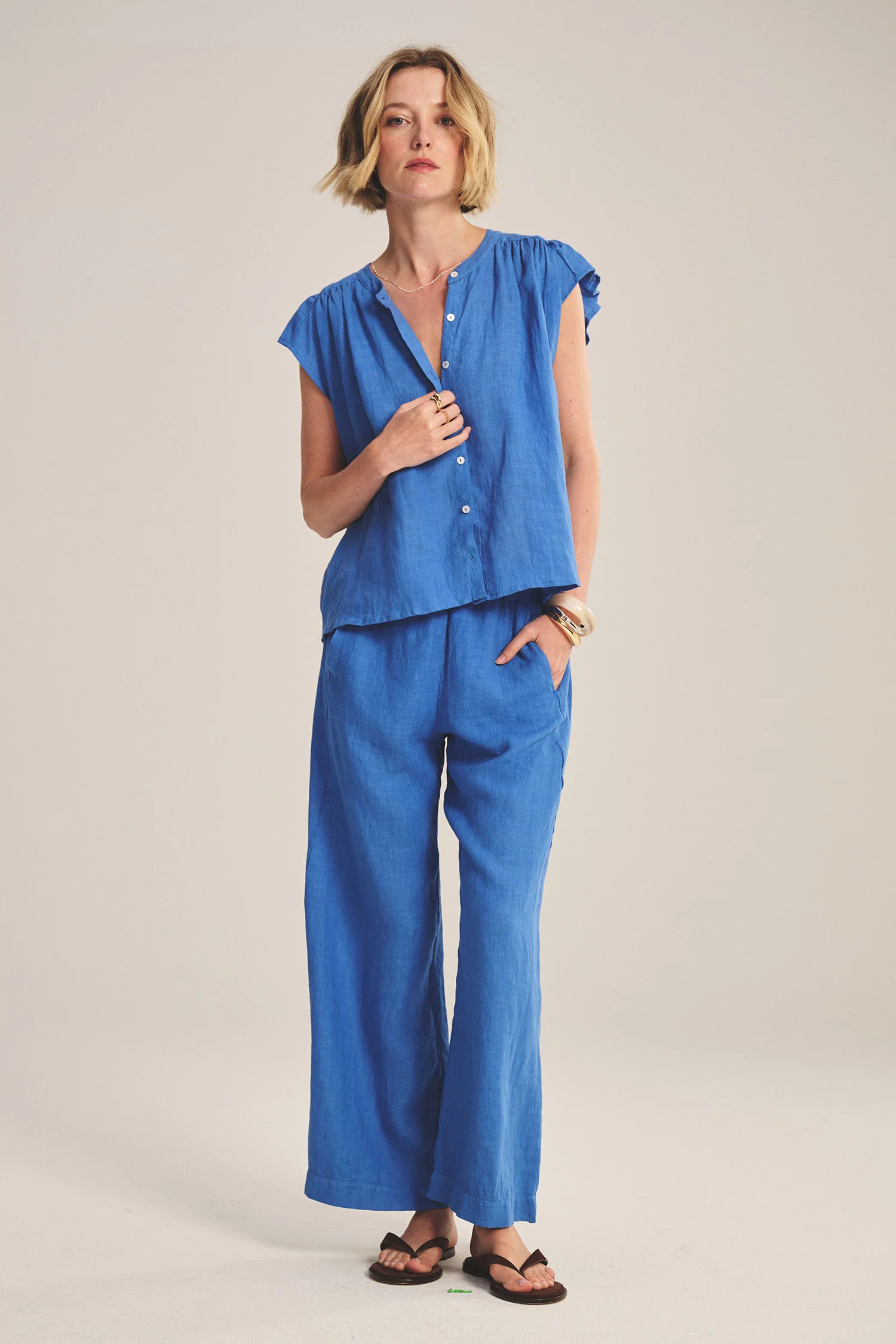 LOLA LINEN TROUSER IN BLUEJAY - Image 2