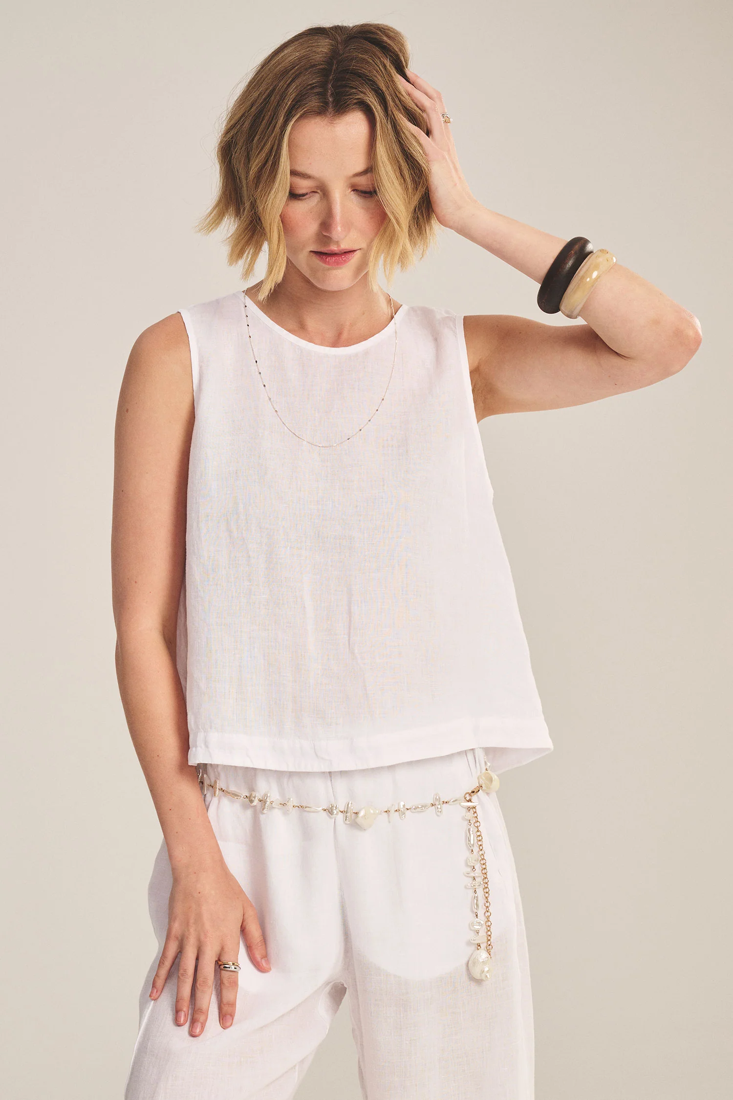 MAXINE LINEN TOP IN WHITE - Image 3