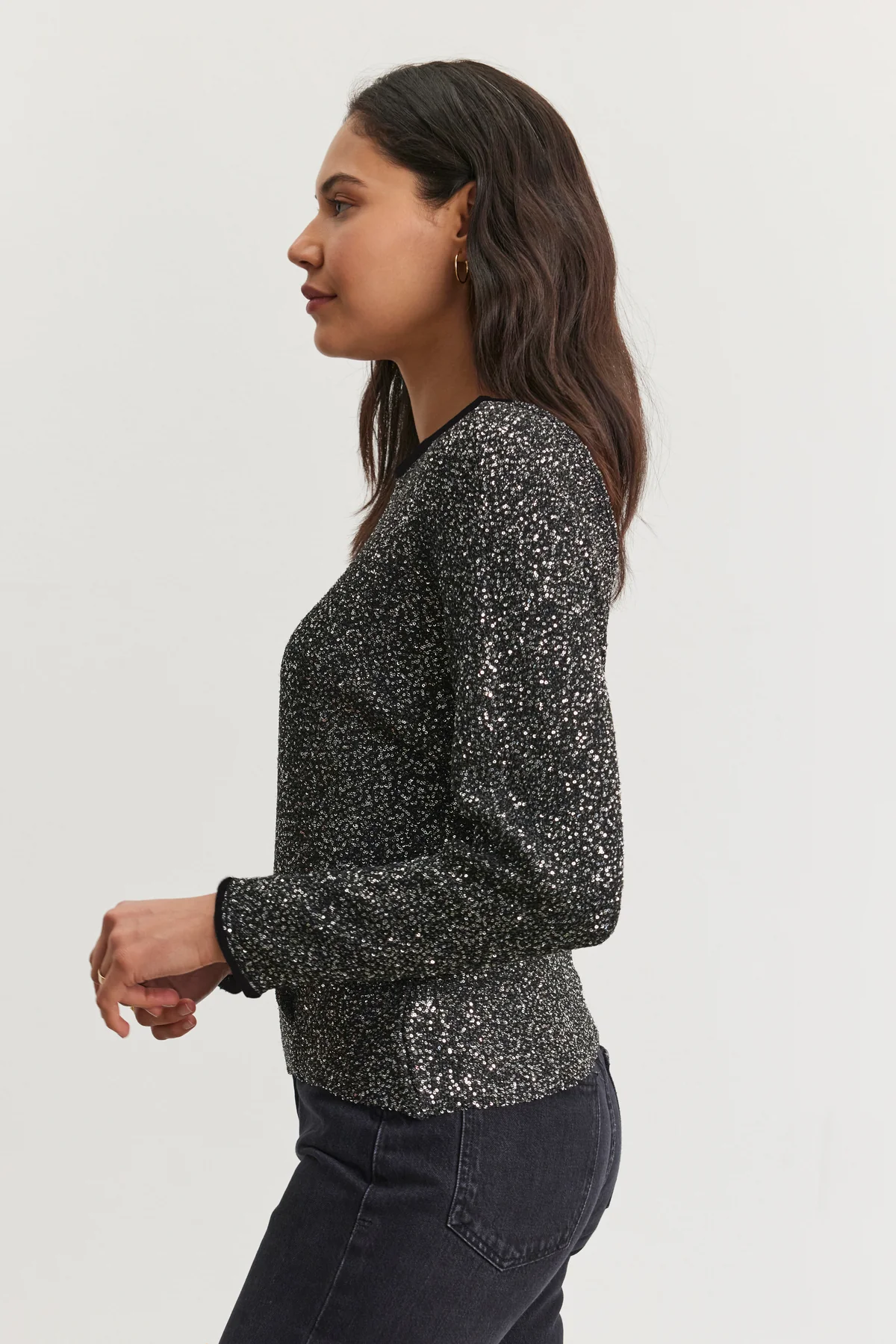 OPALINE SEQUIN SWEATER IN BLACK - Image 3