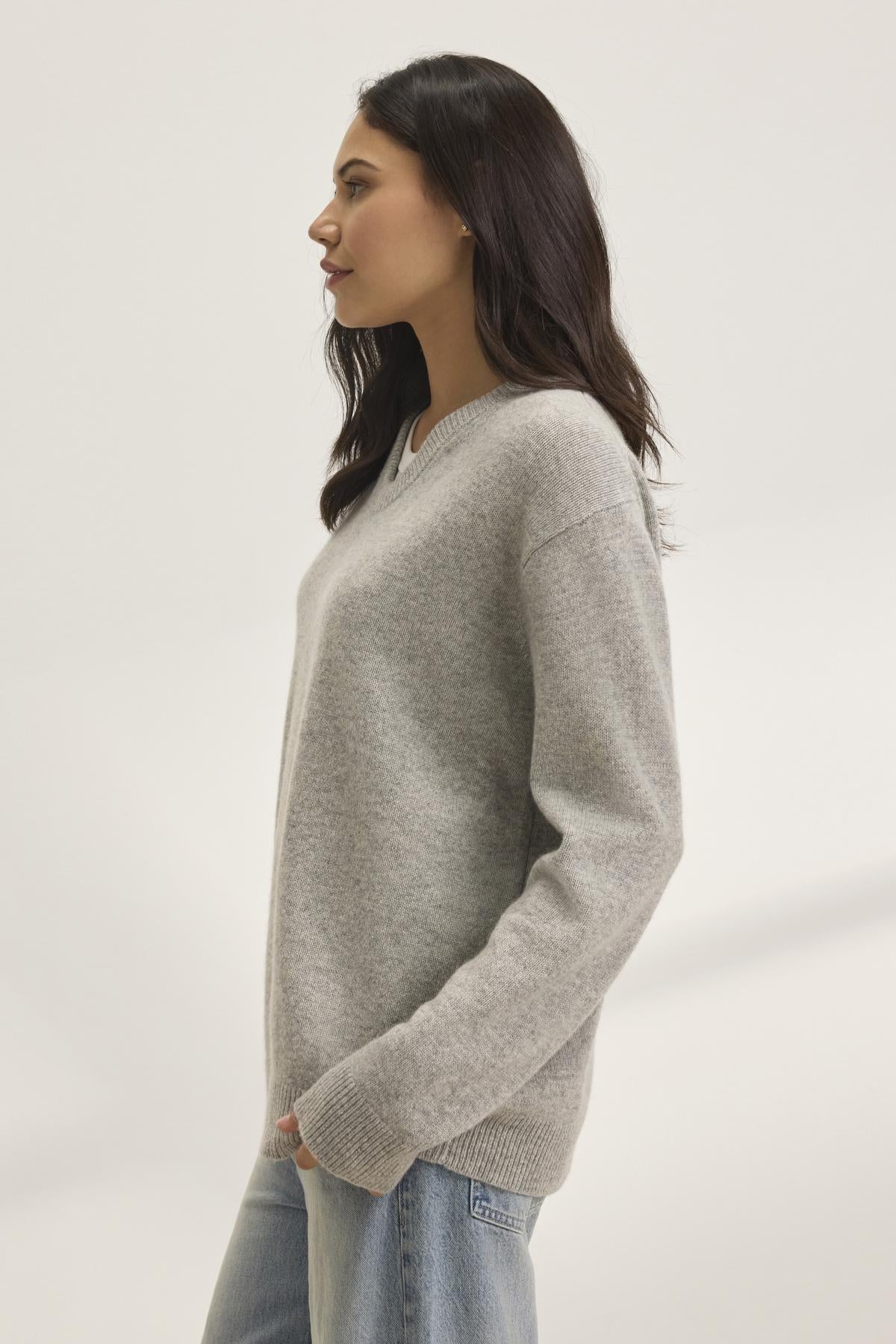 STEVIE WOOL CASHMERE SWEATER IN GREY - Image 2
